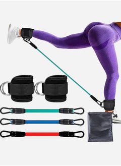 BUPY 6Pcs Ankle Resistance Bands with Cuffs, Perfect for Home Workouts and Fitness Training, Resistance Bands for Leg Training Exercise Equipment, Kickbacks Hip Gluteus Training Exercises (Black)  - Image 1