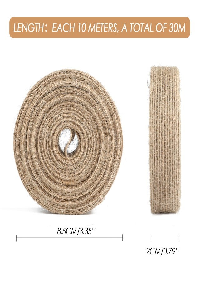 joycraft 33Yards Jute Burlap Fabric Ribbon, 3/4 in x 3 Roll, Brown Fabric Craft Ribbon for Big Bow, Wreath, Wedding, Gift Wrapping, Party Favor, and DIY Craft - Image 4