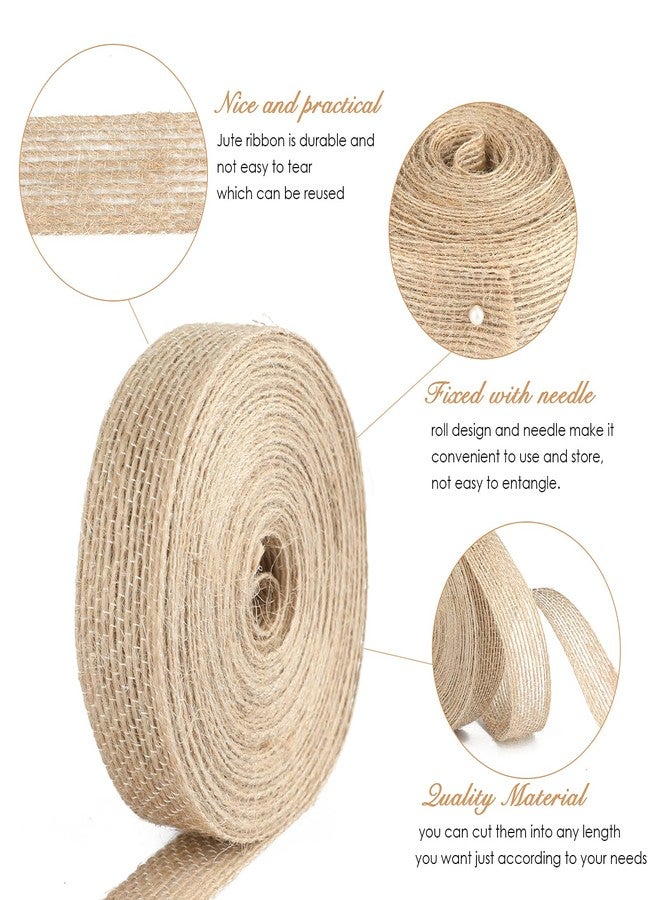 joycraft 33Yards Jute Burlap Fabric Ribbon, 3/4 in x 3 Roll, Brown Fabric Craft Ribbon for Big Bow, Wreath, Wedding, Gift Wrapping, Party Favor, and DIY Craft - Image 3