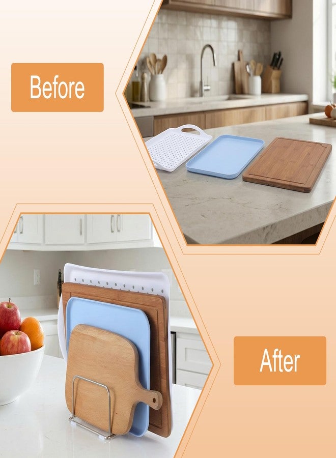 PercyEffie 2-Pack Cutting Board Holder Stand 304 Stainless Steel Cutting Board Racks Organizer 4-Tier Chopping Boards Storage Cookie Sheet Baking Sheet Baking Trays,Chopping Boards,Dish 0.9+1.0 Inch Width Slots - Image 5