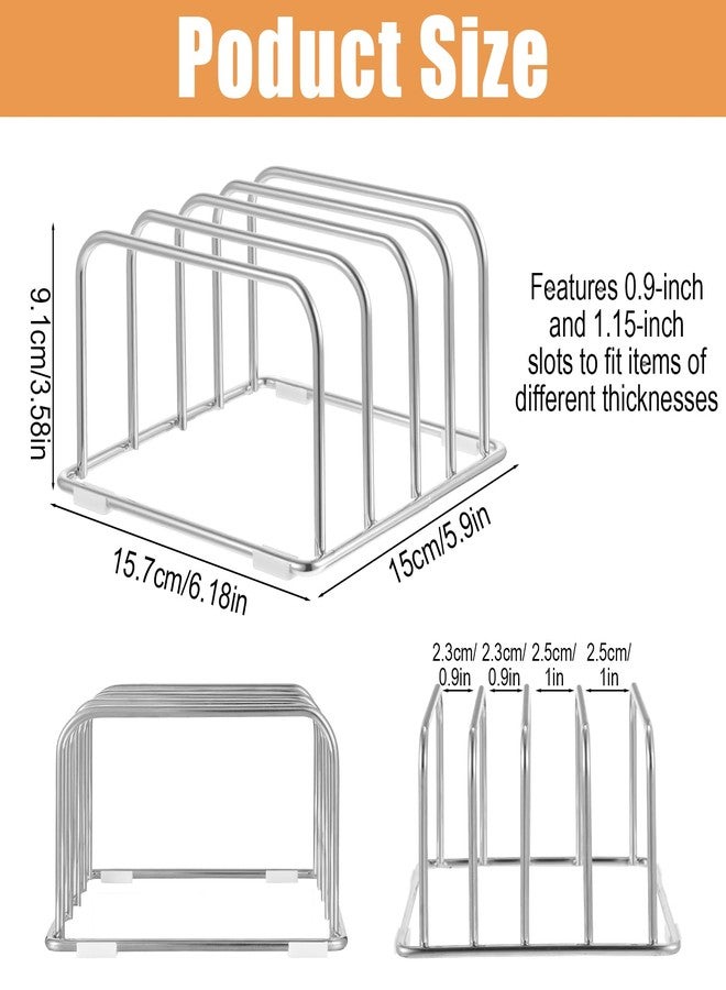 PercyEffie 2-Pack Cutting Board Holder Stand 304 Stainless Steel Cutting Board Racks Organizer 4-Tier Chopping Boards Storage Cookie Sheet Baking Sheet Baking Trays,Chopping Boards,Dish 0.9+1.0 Inch Width Slots - Image 2