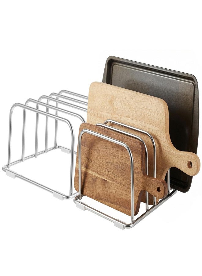 PercyEffie 2-Pack Cutting Board Holder Stand 304 Stainless Steel Cutting Board Racks Organizer 4-Tier Chopping Boards Storage Cookie Sheet Baking Sheet Baking Trays,Chopping Boards,Dish 0.9+1.0 Inch Width Slots - Image 1