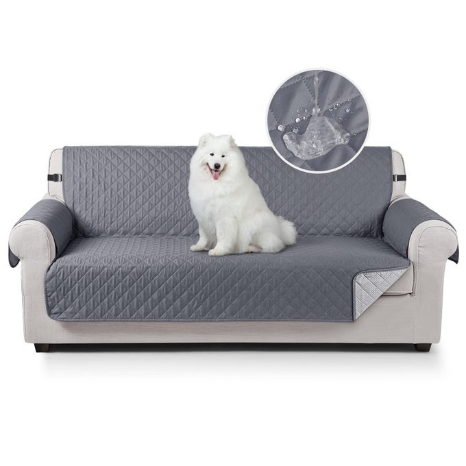 SOFA COVERS 100 WATERPROOF SOFA SLIPCOVERS 3 SEATERNON SLIP COVER FOR KIDSDOGSPETSWASHABLE SOFA PROTECTOR WITH ELASTIC STRAPDARK GREY