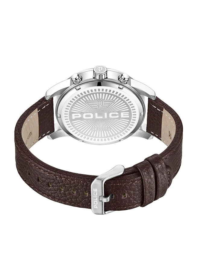 POLICE Greenlane Watch For Men Brown Dial And Brown Leather Strap