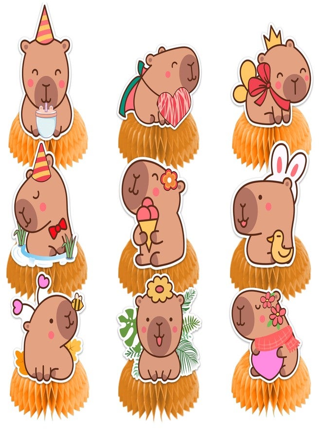 LHDUOFA 9 PCS Capybara Honeycomb Centerpieces Table Decorations Capybara Table Centerpieces for Capybara Party Supplies Birthday Party Decorations - Image 1