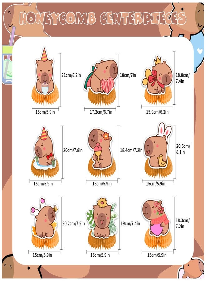 LHDUOFA 9 PCS Capybara Honeycomb Centerpieces Table Decorations Capybara Table Centerpieces for Capybara Party Supplies Birthday Party Decorations - Image 3