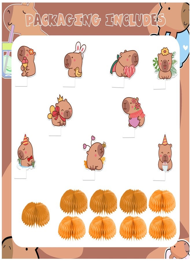LHDUOFA 9 PCS Capybara Honeycomb Centerpieces Table Decorations Capybara Table Centerpieces for Capybara Party Supplies Birthday Party Decorations - Image 2