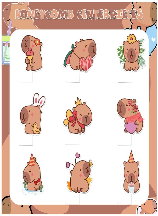 LHDUOFA 9 PCS Capybara Honeycomb Centerpieces Table Decorations Capybara Table Centerpieces for Capybara Party Supplies Birthday Party Decorations - Image 4