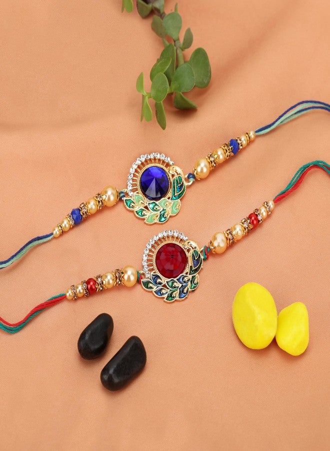 Riddhika Ventures Set of Multi Colour Family Rakhi with Roli Chawal and Greeting Card (K12K13K) - Image 3