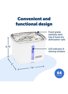 PetSafe PetSafe Viva Cat Water Fountain (64oz/1.8L) - Indoor Water Dispenser for Cats and Small Dogs, Stainless-Steel Bowl with Whisper Quiet Pump, Dishwasher Safe, Easy to Clean, Water Filters Included  - Image 4