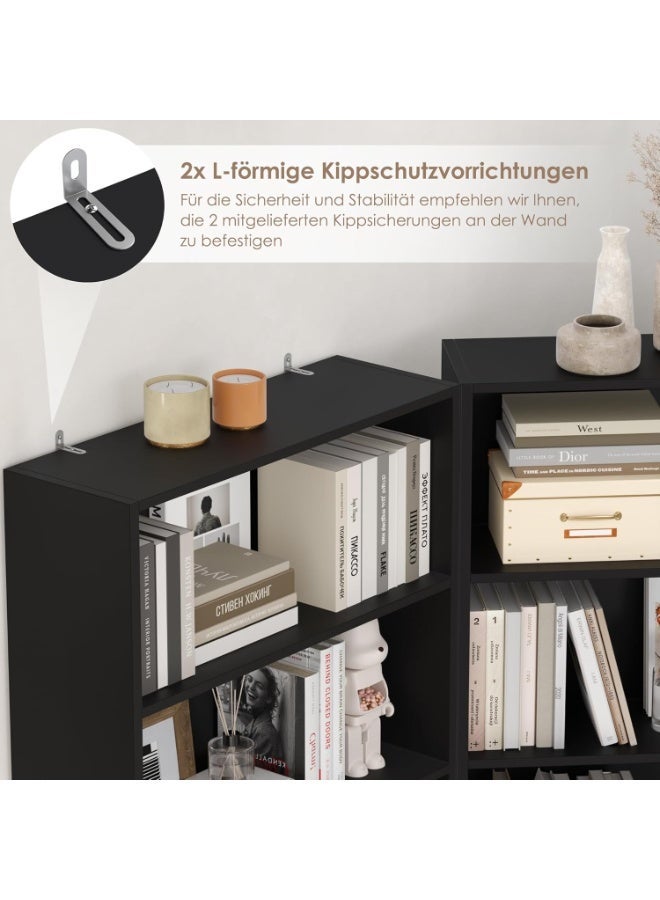 Wonder Store 6-Tier Wooden Bookcase, Freestanding Storage Shelf with 6 Compartments for Living Room, Office, Bedroom & Study, Scandinavian Style – Black, 180 x 60 x 23.5 cm - Image 3