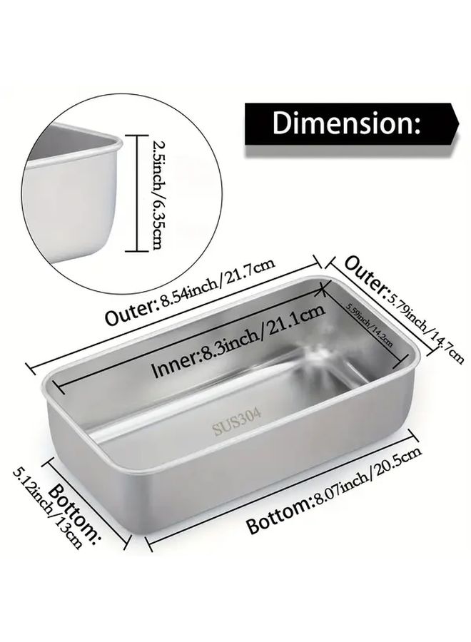 3 Pcs Stainless Steel Rectangular Baking Pans For Bread And Cakes - Image 3