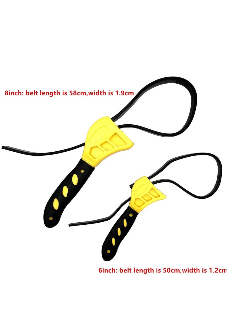 Rubber Strap Adjustable Wrenches, 2 Piece Multi Tool Universal Wrench Use for Any Shape Opener Tool, Car Repair Tools, Oil Filter Wrench Set, Pipe Wrench, Mechanics, Plumbers - Image 4