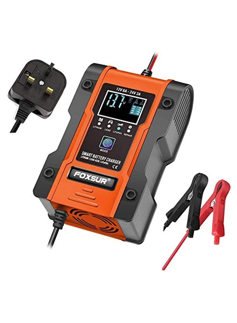 أكلو سيارة شاحن بطارية 12V 24V 7 قسم شحن ذكي التلقائي بالكامل بطارية ليثيوم الرصاص الحمضية ليثيوم الحديد الفوسفات شاحن صيانة الجهاز - Image 1