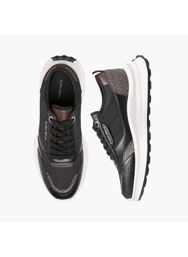 فلورا بيلا من شو إكسبرس Women Monogram Print Sneakers with Lace-Up Closure