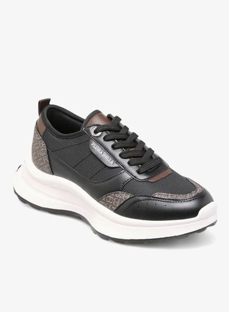 Flora Bella By Shoexpress Women Monogram Print Sneakers with Lace-Up Closure