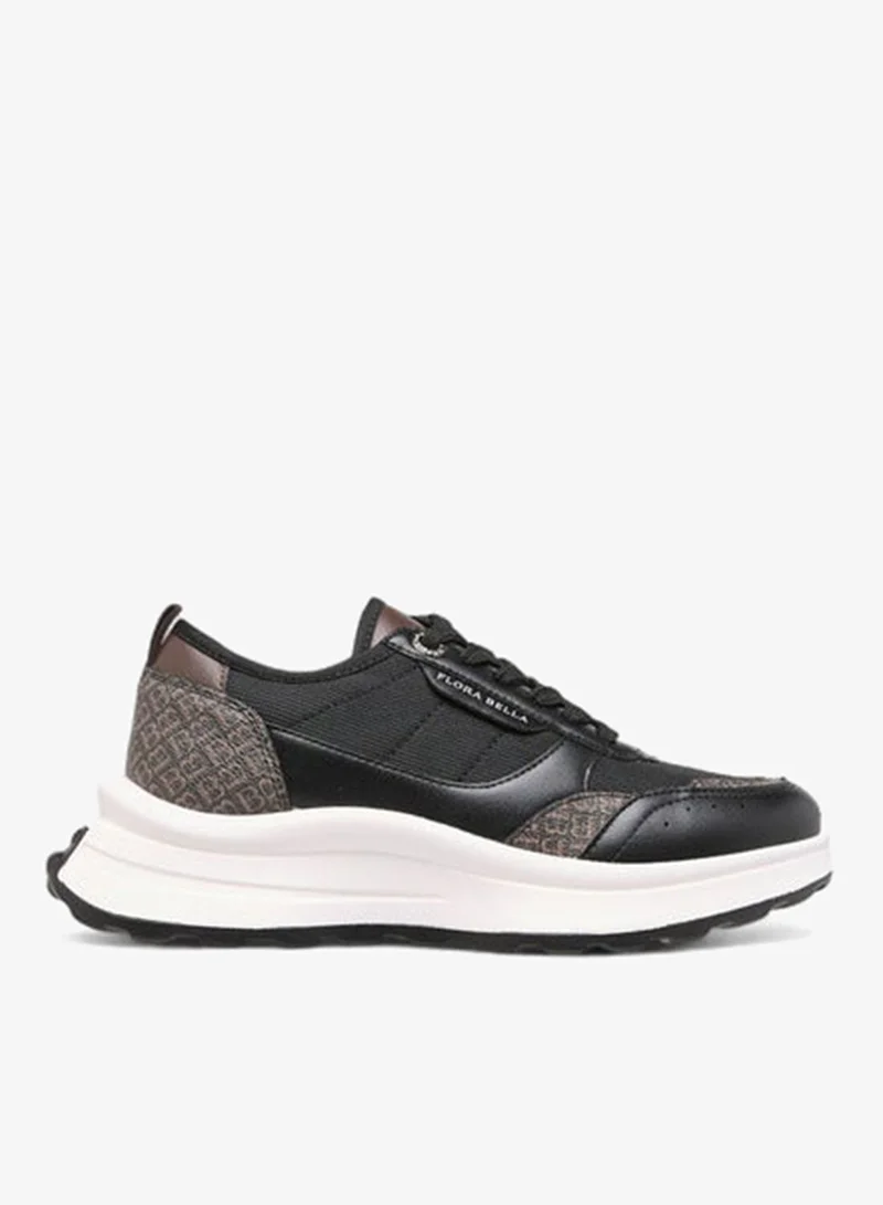 Flora Bella By Shoexpress Women Monogram Print Sneakers with Lace-Up Closure