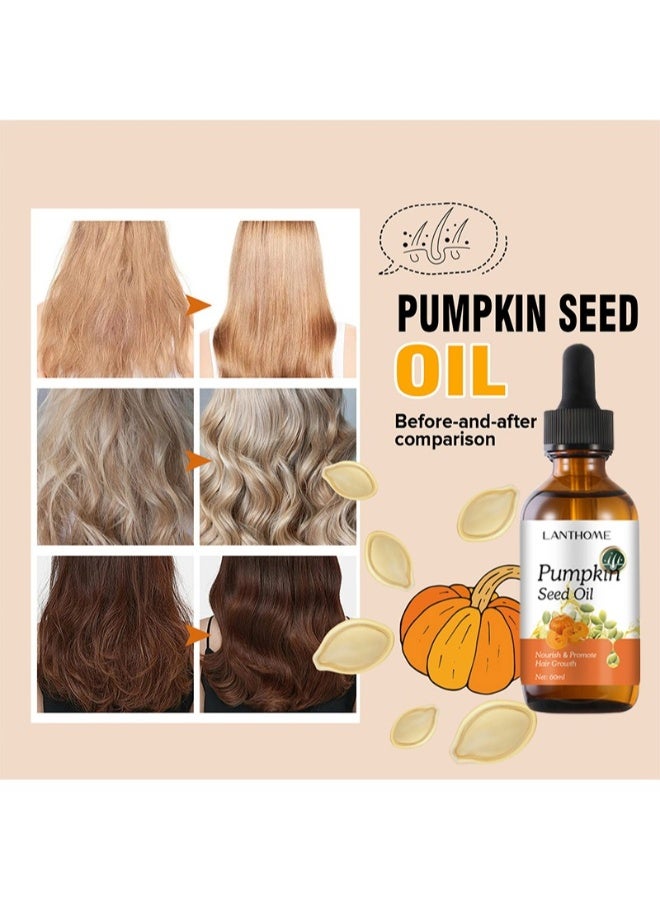 Lanthome Pumpkin Seed Oil for Hair - Pumpkin Seed Oil - 100% Pure Pumpkin Seed Oil Cold Pressed for Skin, Face, Hair Care, Eyebrow and Eyelash - Repairing Dry, Damaged Hair - 60ml - Image 3