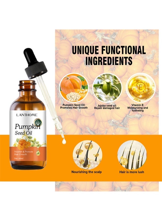 Lanthome Pumpkin Seed Oil for Hair - Pumpkin Seed Oil - 100% Pure Pumpkin Seed Oil Cold Pressed for Skin, Face, Hair Care, Eyebrow and Eyelash - Repairing Dry, Damaged Hair - 60ml - Image 4