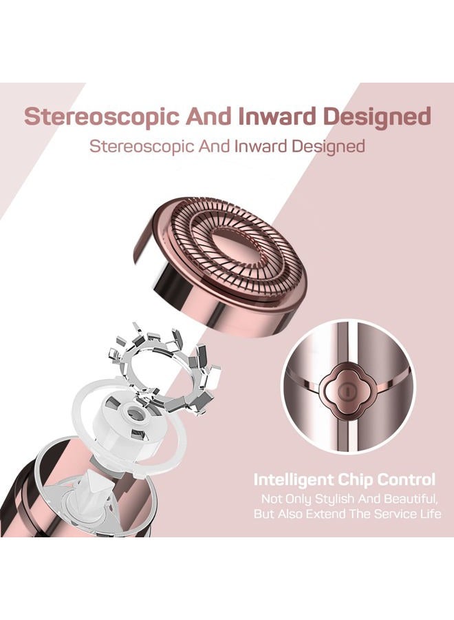 gurelax إزالة شعر الوجه للنساء، جهاز إزالة شعر الوجه الكهربائي بدون ألم، جهاز إزالة الشعر القابل لإعادة الشحن للوجه، الشفاه، الذقن مع 2 رؤوس بديلة، ذهب وردي - Image 2