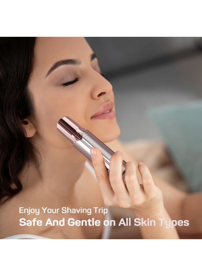 gurelax إزالة شعر الوجه للنساء، جهاز إزالة شعر الوجه الكهربائي بدون ألم، جهاز إزالة الشعر القابل لإعادة الشحن للوجه، الشفاه، الذقن مع 2 رؤوس بديلة، ذهب وردي - Image 5