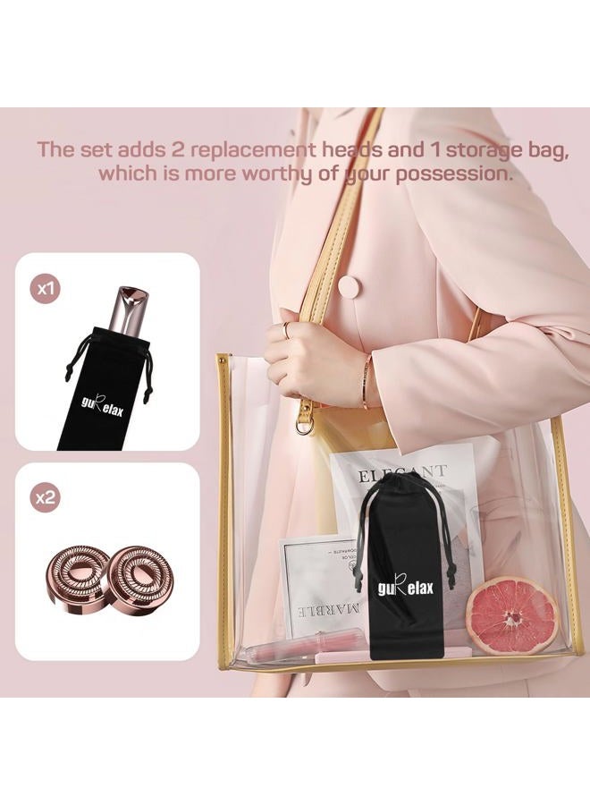 gurelax إزالة شعر الوجه للنساء، جهاز إزالة شعر الوجه الكهربائي بدون ألم، جهاز إزالة الشعر القابل لإعادة الشحن للوجه، الشفاه، الذقن مع 2 رؤوس بديلة، ذهب وردي - Image 4