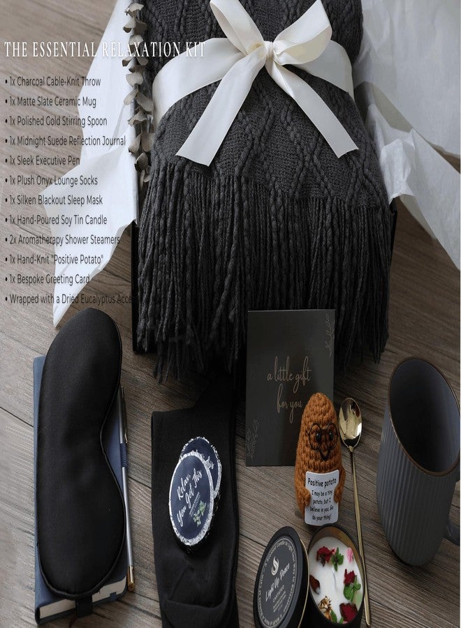 CASTATEO Get Well Soon Gift Baskets for Men&Women- Self Care Package/Brithday - After Surgery Recovery, Sympathy Gifts for Loss, Thinking of You/Grief/Bereavement/Miscarriage Gifts (Grey & Navy Blue) - Image 3