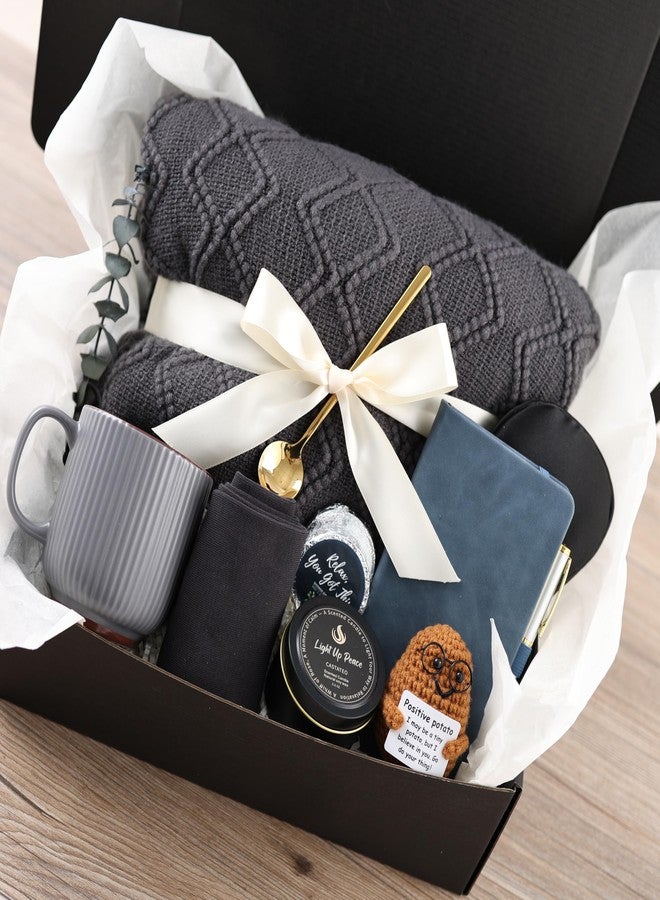 CASTATEO Get Well Soon Gift Baskets for Men&Women- Self Care Package/Brithday - After Surgery Recovery, Sympathy Gifts for Loss, Thinking of You/Grief/Bereavement/Miscarriage Gifts (Grey & Navy Blue) - Image 1