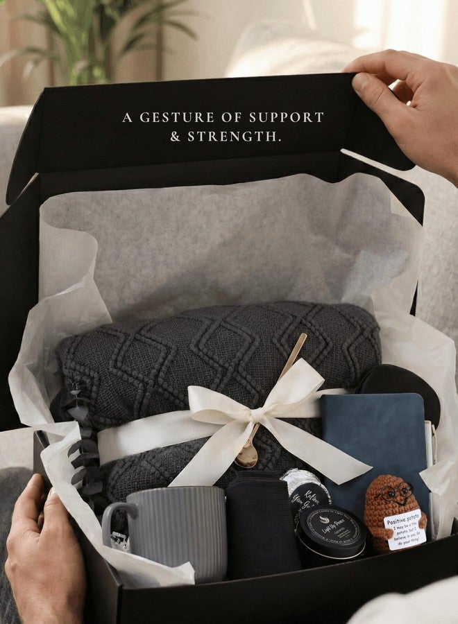 CASTATEO Get Well Soon Gift Baskets for Men&Women- Self Care Package/Brithday - After Surgery Recovery, Sympathy Gifts for Loss, Thinking of You/Grief/Bereavement/Miscarriage Gifts (Grey & Navy Blue) - Image 2