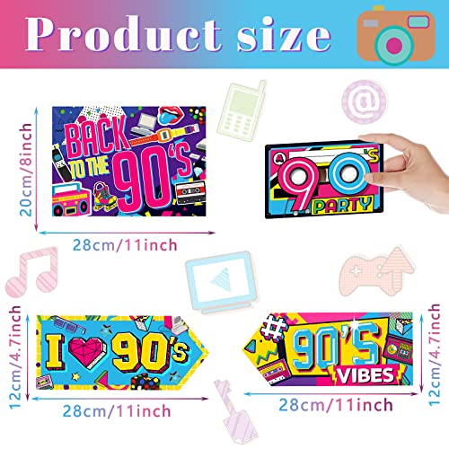Chinco 20 Pieces 90s Party Sign 90s Posters Funny Photo Booth Props Arrow Memorabilia Colorful Party Decorations Throwback Phrase Cutouts Wall Decor for classic Themed Supplies, 10 Styles - Image 2