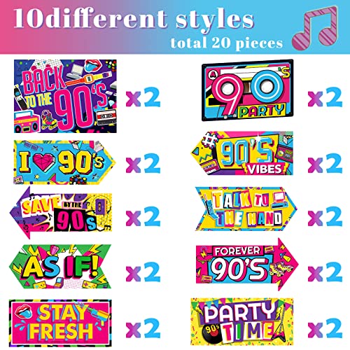Chinco 20 Pieces 90s Party Sign 90s Posters Funny Photo Booth Props Arrow Memorabilia Colorful Party Decorations Throwback Phrase Cutouts Wall Decor for classic Themed Supplies, 10 Styles - Image 4