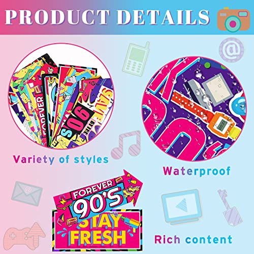 Chinco 20 Pieces 90s Party Sign 90s Posters Funny Photo Booth Props Arrow Memorabilia Colorful Party Decorations Throwback Phrase Cutouts Wall Decor for classic Themed Supplies, 10 Styles - Image 3