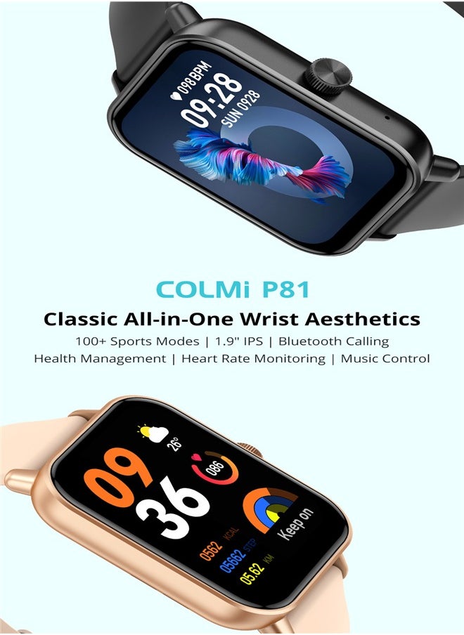 ColMi Men's Women's Smartwatch, 1.9 Inch HD Fitness Tracker, Support Answering/Making Calls, Heart Rate/Sleep Monitoring, Pedometer, Calories, 100+ Sports Modes, IP68 Waterproof Fitness Watch, Available for Android and iOS  - Image 2