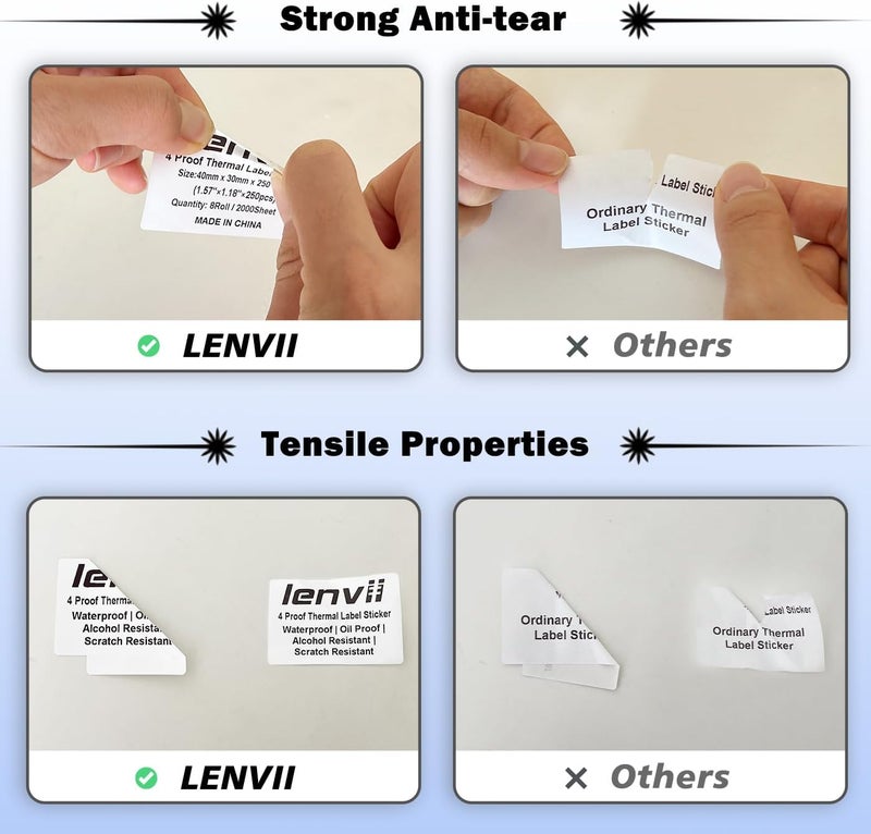 LENVII 76x100 mm (3" x 4") Thermal Labels Paper 280 Sheets - 4 Rolls × 70 Labels, Tear/Water/Oil/Scratch Resistant Multi-Purpose Adhesive Stickers for Barcode/FNSKU, Home, Office, Product Gift Tag - Image 4