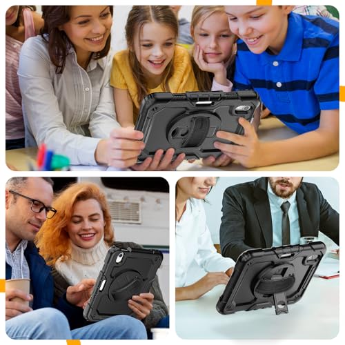 Timecity Case for iPad mini 7 (A17 Pro) 8.3 inch 2024, for iPad mini 6, Protective Case with Screen Protector, Pencil Holder, Rotating Stand & Handle Strap for iPad mini 7th/6th Generation - Black - Image 5