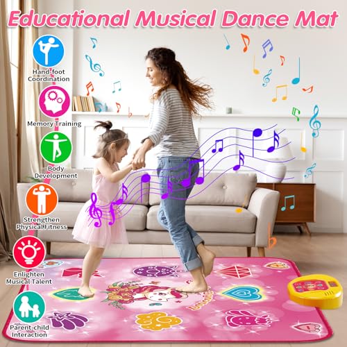 maysida Unicorn Dance Mat Toys for 3-12 Year Old Girls, Dance Pad with LED Lights, Built-in Music, 6 Game Modes, Electronic Dancing Mat as Christmas Birthday Gift for 3 4 5 6 7 8 9+ Girls (Pink) - Image 3