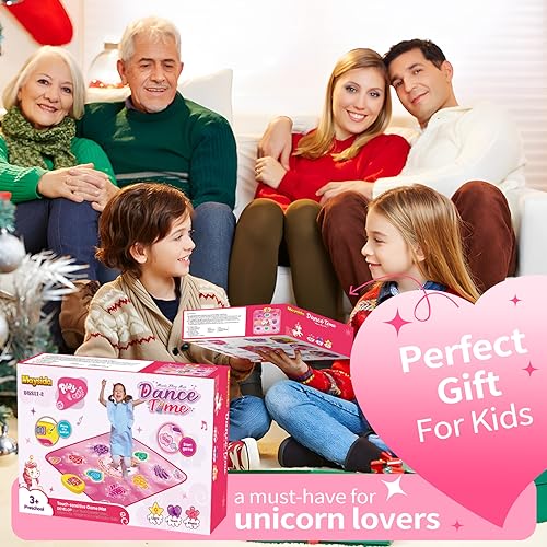 maysida Unicorn Dance Mat Toys for 3-12 Year Old Girls, Dance Pad with LED Lights, Built-in Music, 6 Game Modes, Electronic Dancing Mat as Christmas Birthday Gift for 3 4 5 6 7 8 9+ Girls (Pink) - Image 2