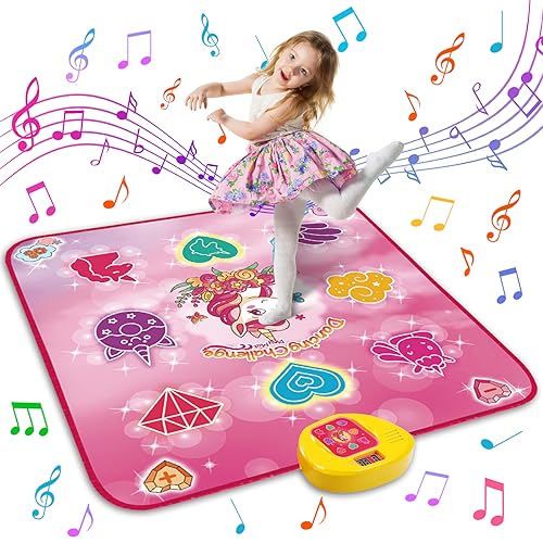 maysida Unicorn Dance Mat Toys for 3-12 Year Old Girls, Dance Pad with LED Lights, Built-in Music, 6 Game Modes, Electronic Dancing Mat as Christmas Birthday Gift for 3 4 5 6 7 8 9+ Girls (Pink) - Image 1