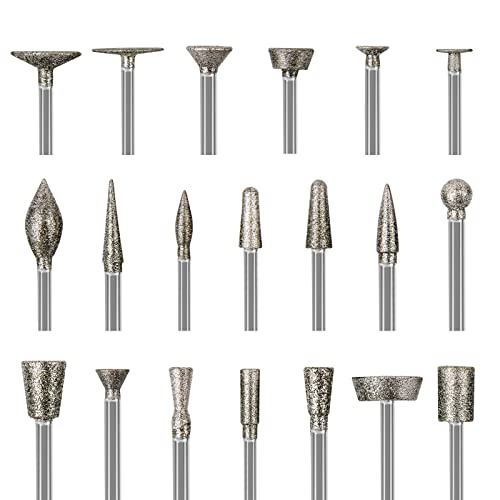 HOMEIDOL Stone Carving Set Diamond Burr Bits Compatible with Dremel, 20PCS Polishing Kits Rotary Tools Accessories with 1/8’ Shank for Carving, Engraving, Grinding, Stone, Rocks, Jewelry, Glass, Ceramics - Image 1