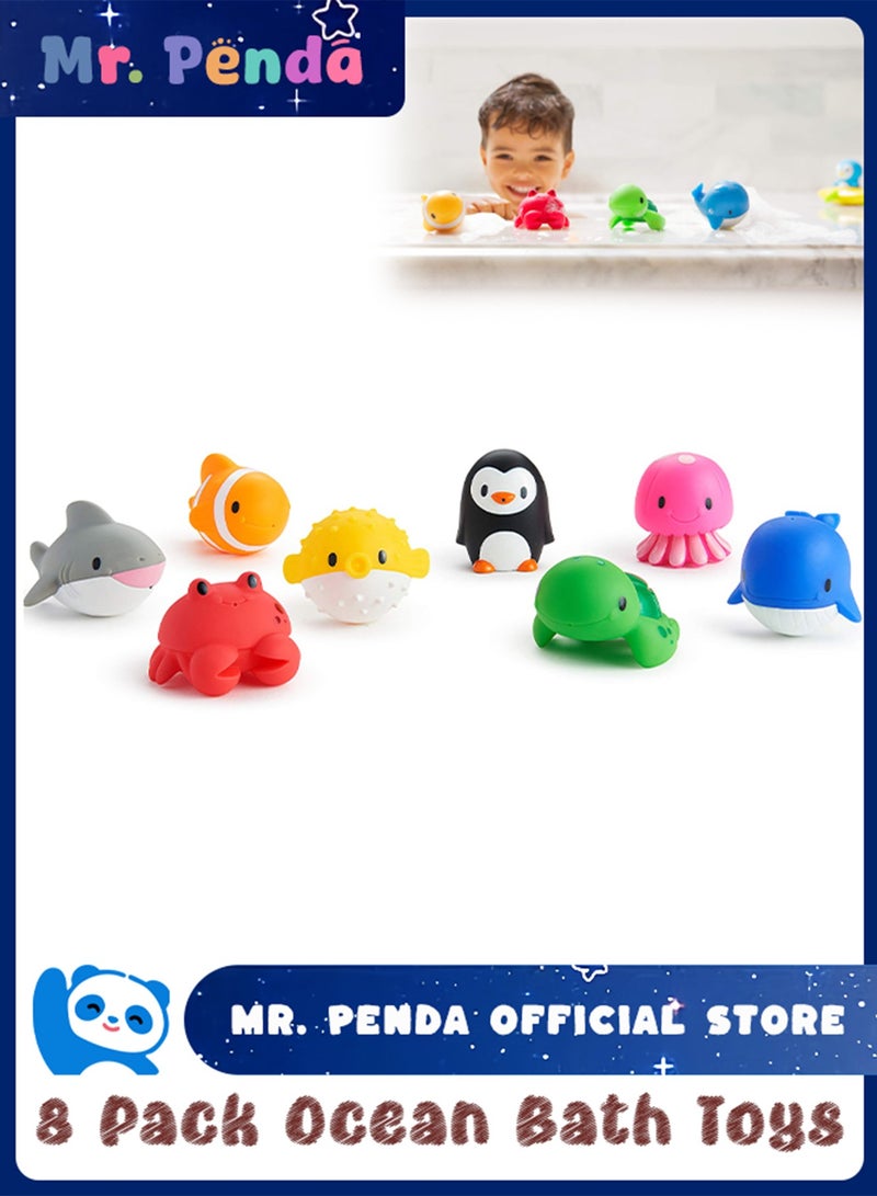 Mr. Penda 8 Pack Ocean Squirters Baby Bath Toy, Bath Toys for Children and Toddlers, Baby Essentials, Baby Bath Toys, Shower Toys for Children 8 Pack Ocean Bath Toy - Image 1