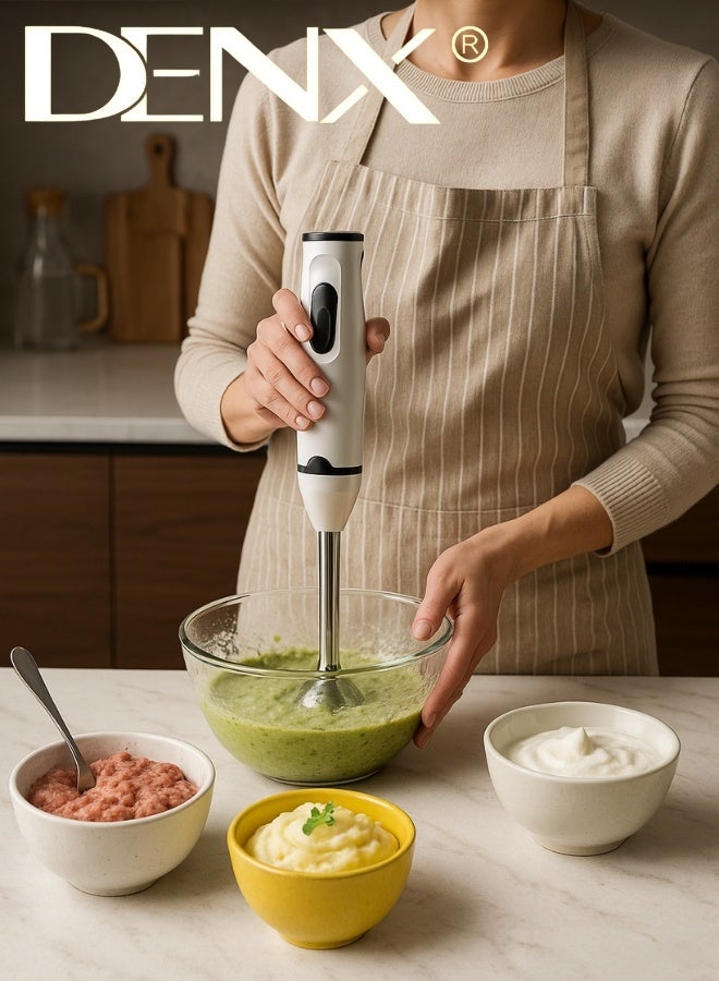 DENX Hand Blender DX2023 – 400W Powerful Stick Blender – Dual Stainless Steel Blades – Sleek & Lightweight Design – Perfect for Smoothies, Soups, Sauces, Baby Food, Whipped Cream & Purees – Easy to Disassemble and Clean - Image 2