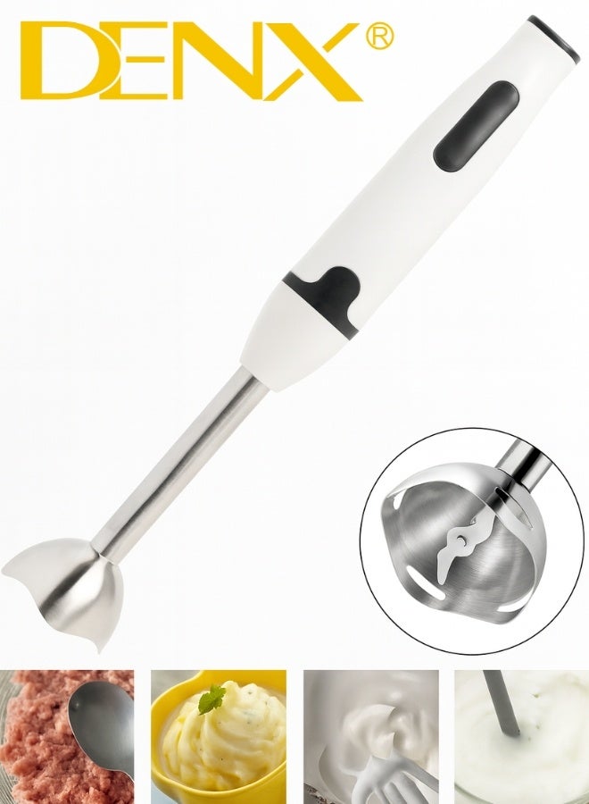 DENX Hand Blender DX2023 – 400W Powerful Stick Blender – Dual Stainless Steel Blades – Sleek & Lightweight Design – Perfect for Smoothies, Soups, Sauces, Baby Food, Whipped Cream & Purees – Easy to Disassemble and Clean - Image 1