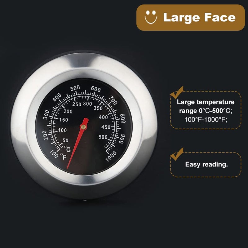 Mtsooning 1Pc 3" Face 1000F Thermometer Temperature Gauge BBQ Barbecue Charcoal Grill Smoker - Image 3