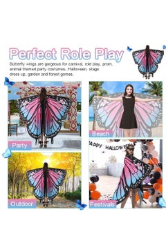 Excefore Butterfly Wings Women Adult Costumes Colorful Fairy Wing Cape Ladies Shawl Nymph Pixie Costume Accessory for Beach Party Cosplay Dancing, Pink  - Image 3