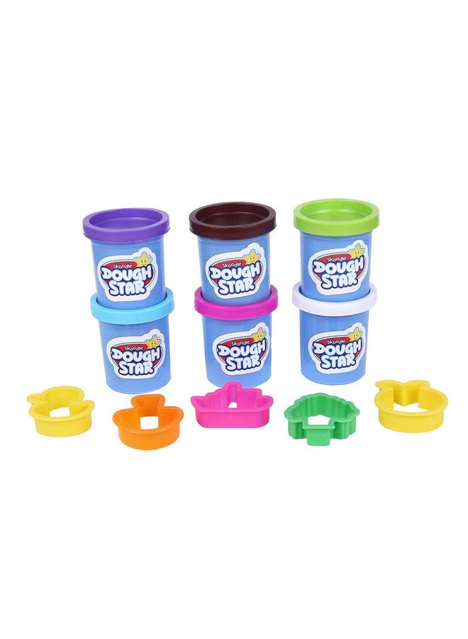 SKOODLE Dough Star Classic Gala Pack, 5 Cutter Moulds & 6 Multicolor of Non-Toxic Modelling Clay Dough for Kids, Creative Art & Craft Gift for Children 3 Years and Up - Image 3