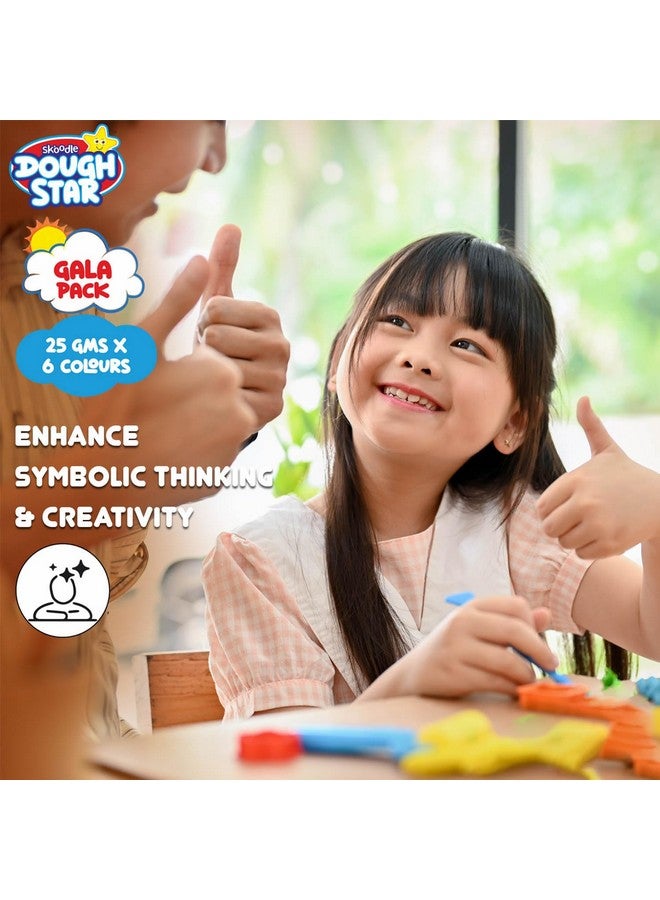 SKOODLE Dough Star Classic Gala Pack, 5 Cutter Moulds & 6 Multicolor of Non-Toxic Modelling Clay Dough for Kids, Creative Art & Craft Gift for Children 3 Years and Up - Image 5