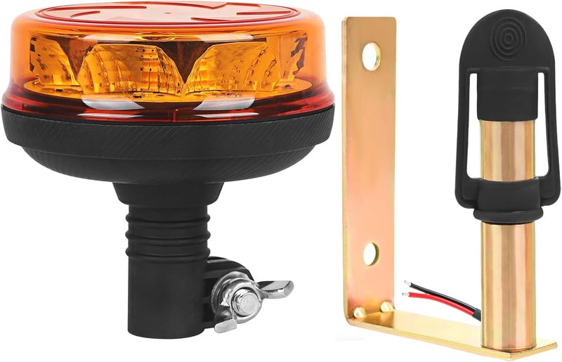 1 قطعة من ضوء المنارة LED أصفر مع حامل معدني على شكل U للشاحنات 12V 24V ضوء منارة برتقالي دوار مع 6 أوضاع - Image 1