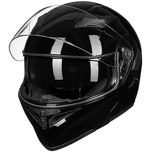 ILM Motorcycle Dual Visor Flip up Modular Full Face Helmet DOT LED Light Model 902L (XL, Gloss Black - LED) - Image 3