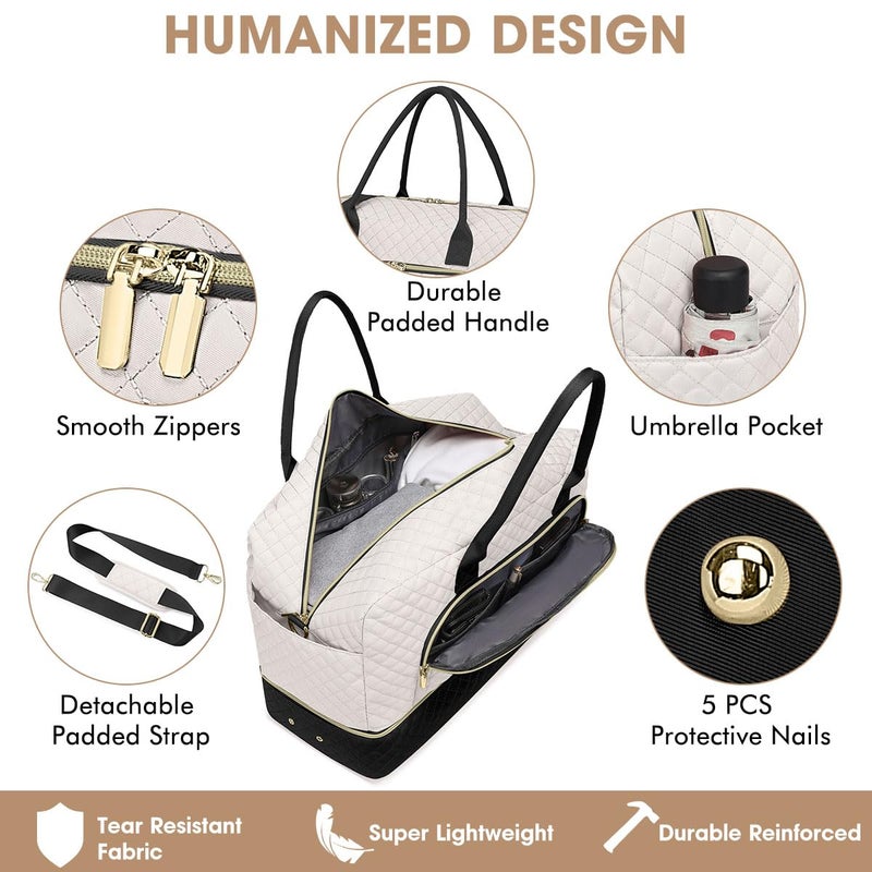 LUOCIP Travel Duffle Bag Weekender for Women - Carry-On Overnight Personal Item Bags with Shoe Compartment & Wet Pocket Large Weekend Tote with Toiletry Bag Hospital Bags for Labor and Delivery - Image 3