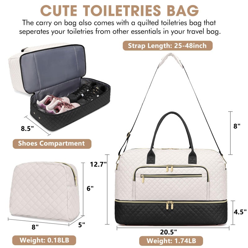LUOCIP Travel Duffle Bag Weekender for Women - Carry-On Overnight Personal Item Bags with Shoe Compartment & Wet Pocket Large Weekend Tote with Toiletry Bag Hospital Bags for Labor and Delivery - Image 2